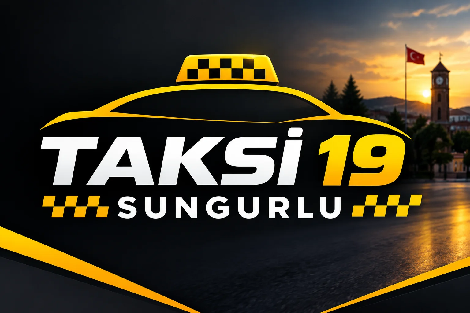 Sungurlu taksi hizmetini temsil eden 19 plakalı sarı taksi