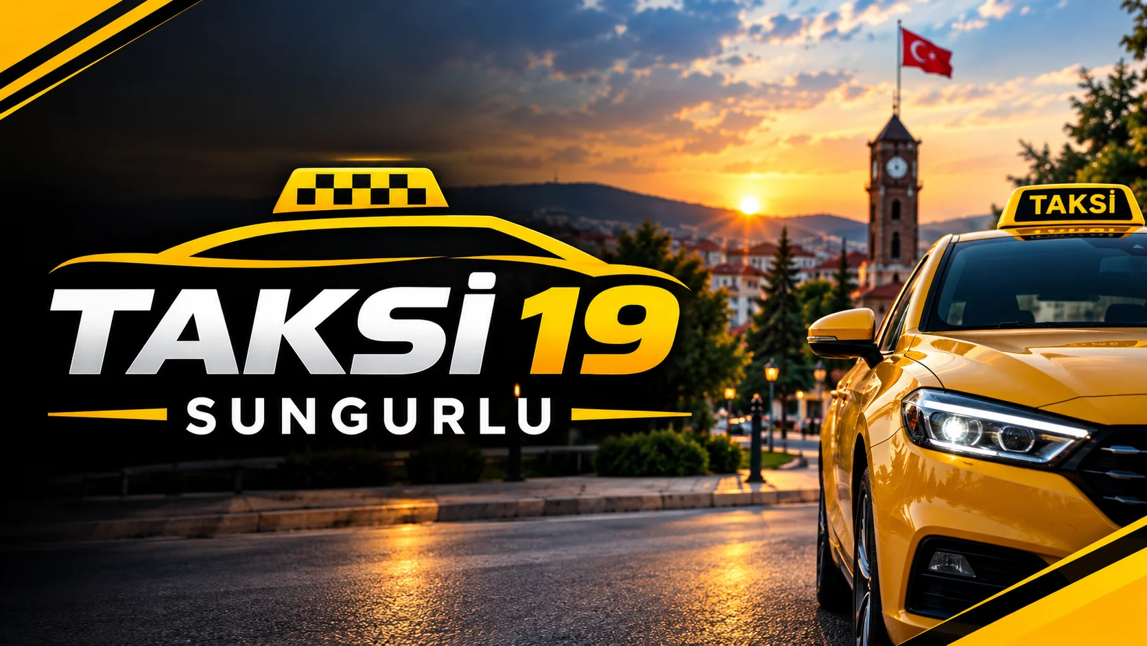 Akşam saatlerinde 19 plakalı sarı taksi